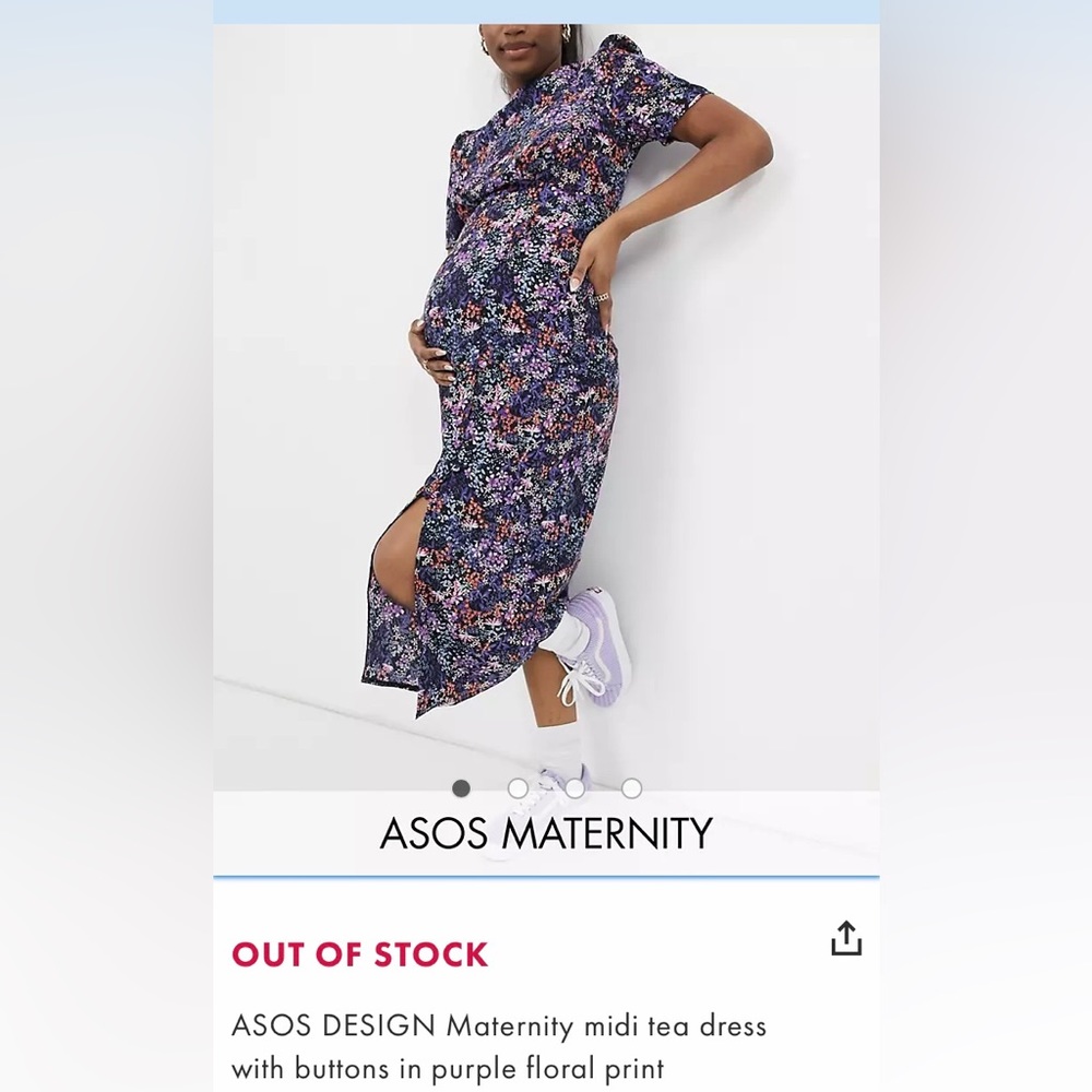 ASOS DESIGN Maternity midi tea dress with buttons in purple floral print